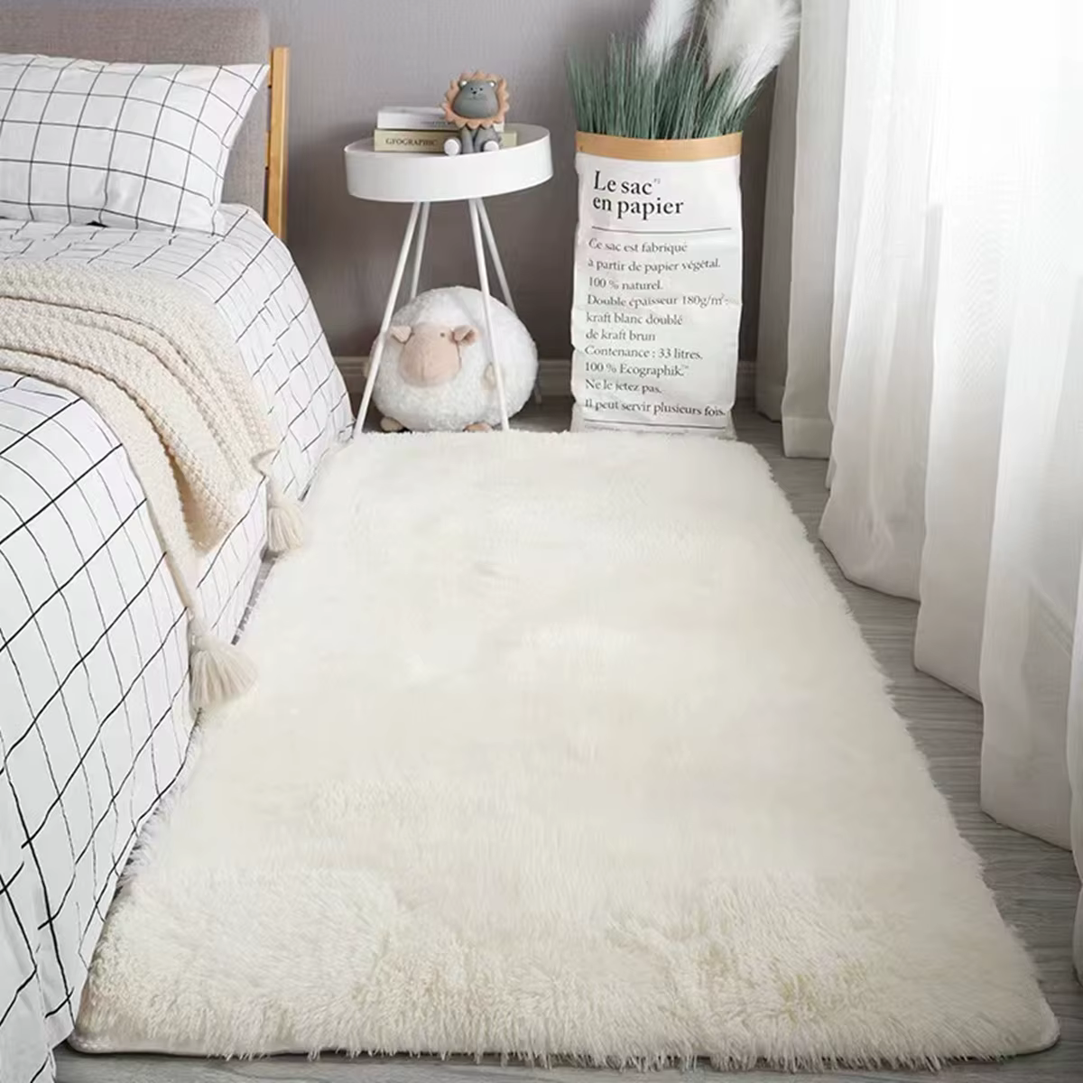 Tapis doux pour chambre à coucher, moelleux, antidérapant, teint par nouage, peluche, doux, Shag, po
