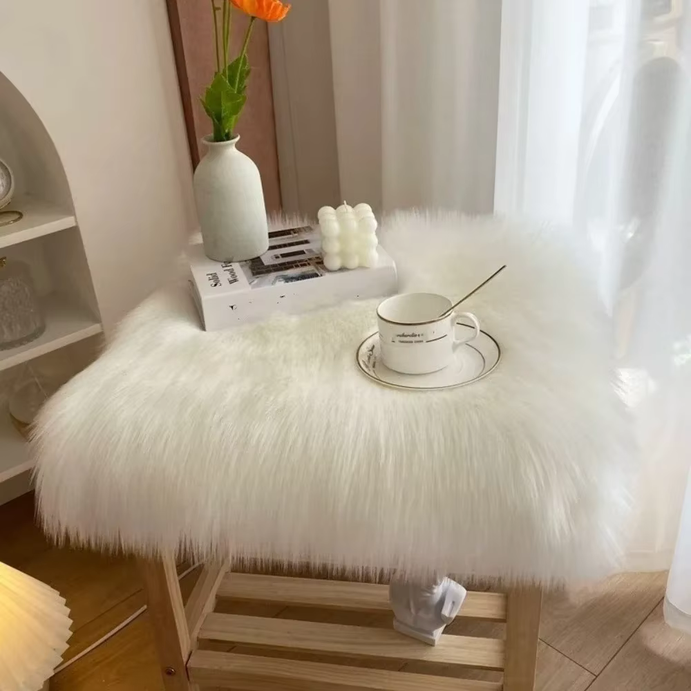 Tapis décoratif doux et moelleux, Surface moelleuse Simple, en peluche, en peau de mouton Shaggy, po