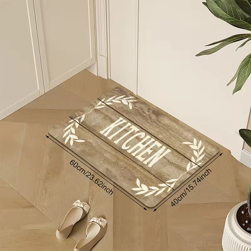 Tapis de cuisine, tapis de cuisine en grain de bois, tapis de sol antidérapants en polyester pour ta