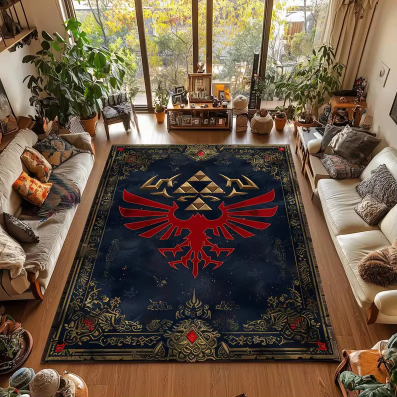 Tapis de château h-hyrule Graffiti-Triforce Gamer Room Decor Tapis de jeu pour les amateurs d'hyrule