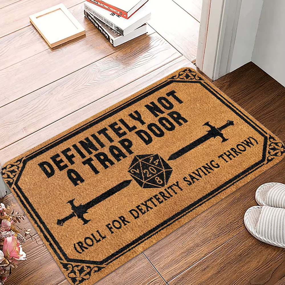 Tapis de bienvenue amusant pour les fans de D&D, motif « Definitely Not A Trap Door », antidérapant,