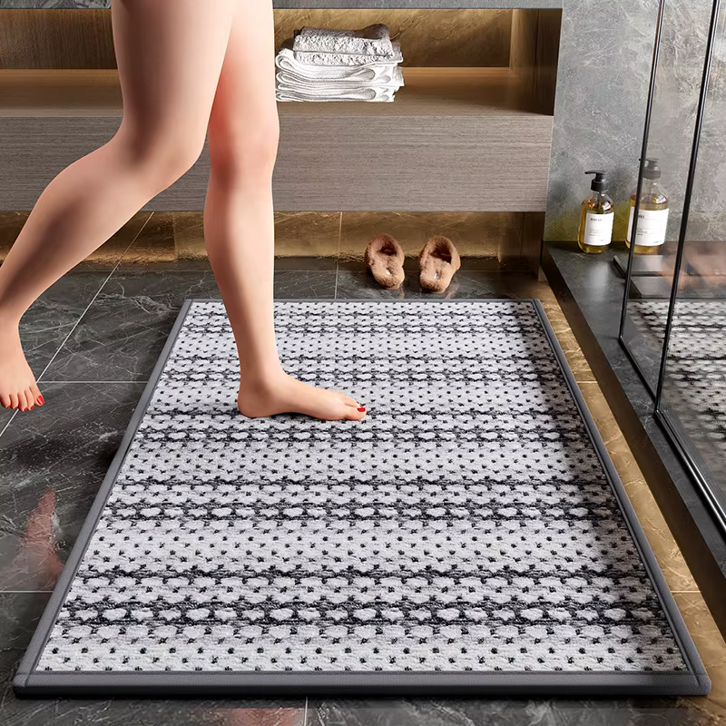 Tapis de bain absorbant et antidérapant, à séchage rapide, pour douche, sol de toilette, peluche dou