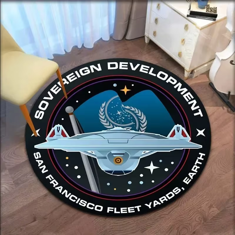 Tapis rond avec logo Star Trek, décoration pour la maison, salon, chaise, chambre à coucher, salle d