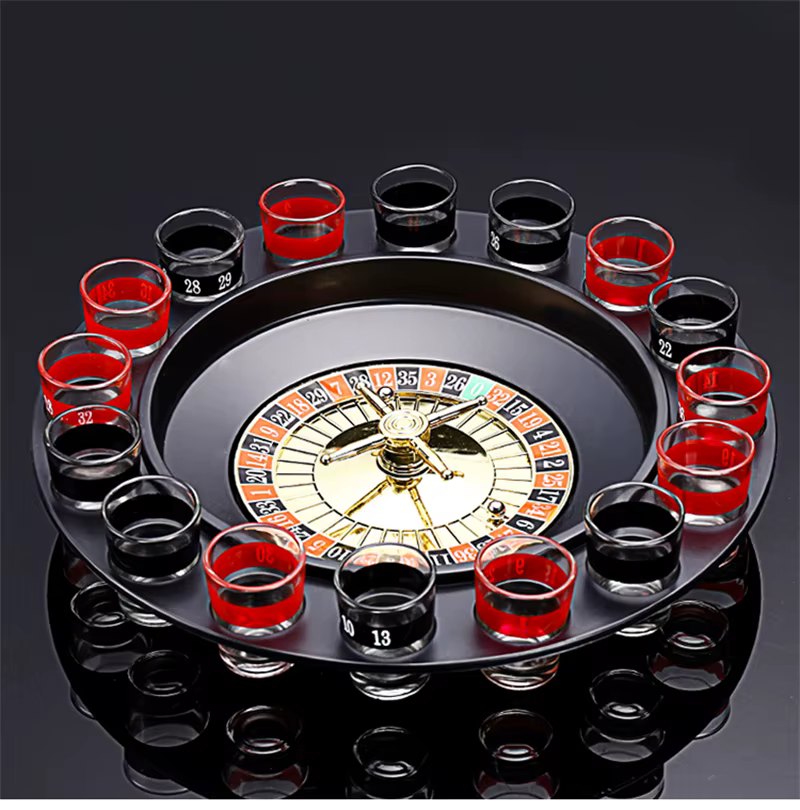 Ensemble de roulette à boire avec 16 gobelets, accessoires de fête, accessoires de bar, noir, blanc,