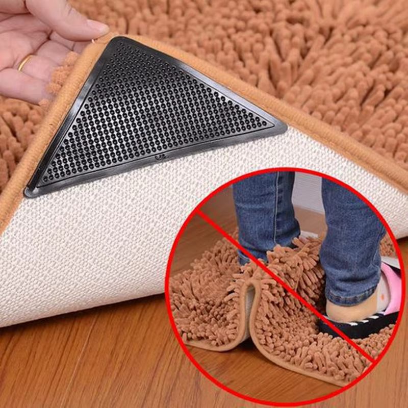 4 pièces 8 pièces/ensemble Triangle lavable réutilisable tapis pince anti-dérapant tapis en caoutcho