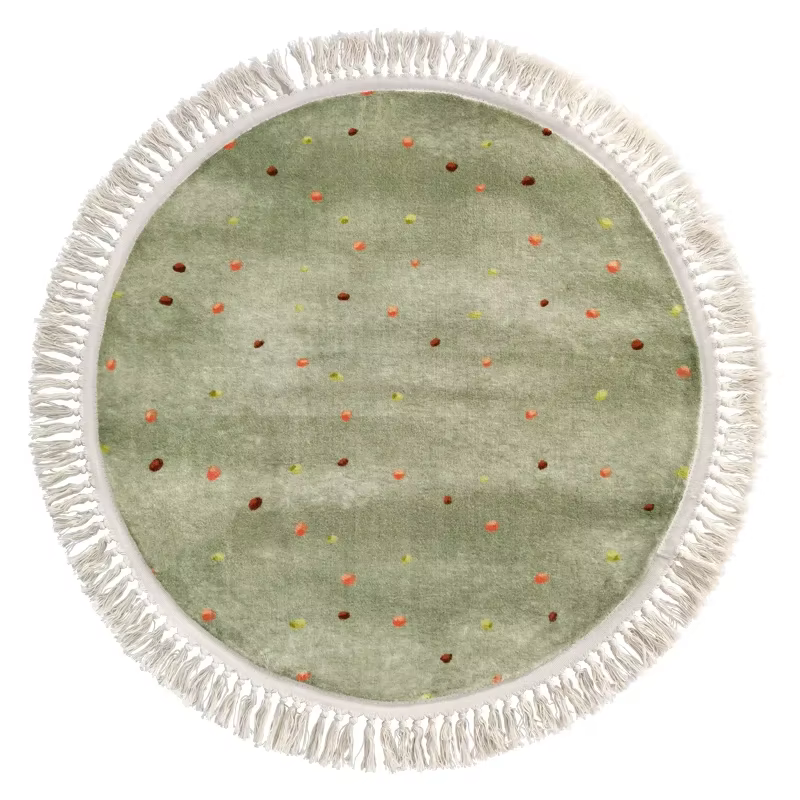 Tapis rond en peluche avec pompon pour salon, chambre d'enfant, grande surface, décoration de la mai