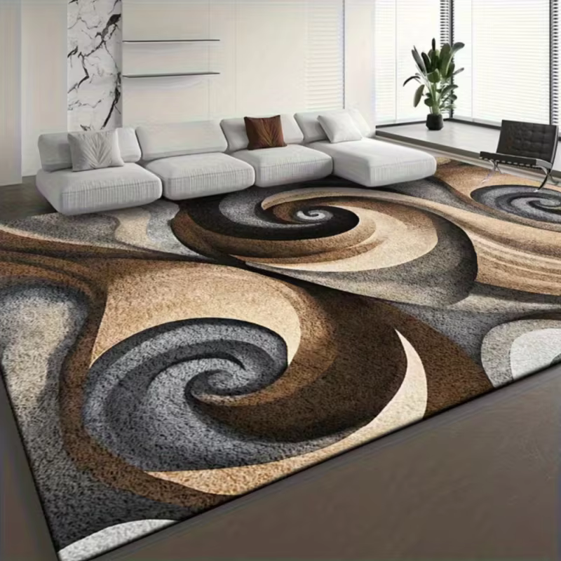 VIKAMA Tapis moderne à rayures abstraites, grand format, antidérapant, résistant aux taches, pour sa
