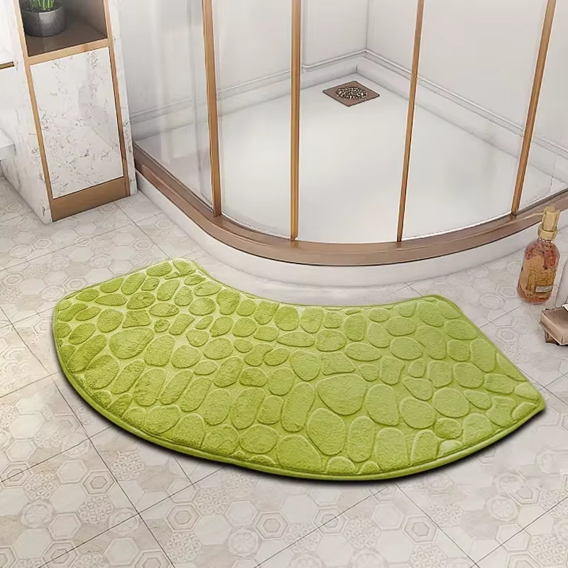 Tapis de sol de salle de bain en relief, 1 pièce, tapis festonné incurvé, antidérapant, absorbant, p