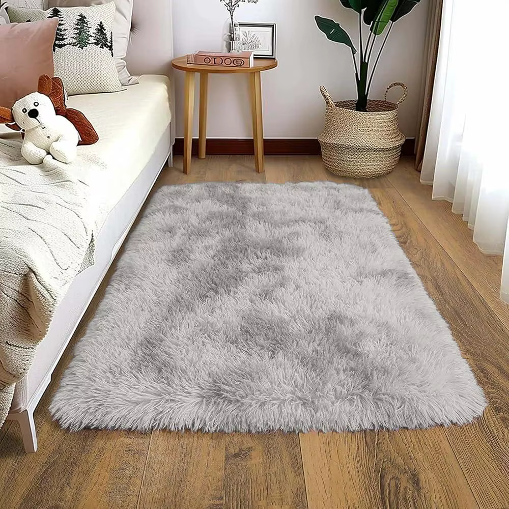 VIKAMA Petit tapis noir – Tapis de chevet de chambre d'enfant en peluche douce, tapis de bienvenue d