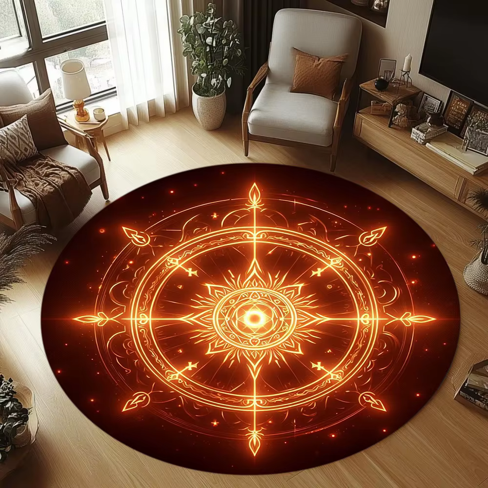 Tapis circulaire magique mystique, motif pentagramme, zone enchanteresse, pour salon, chambre à couc