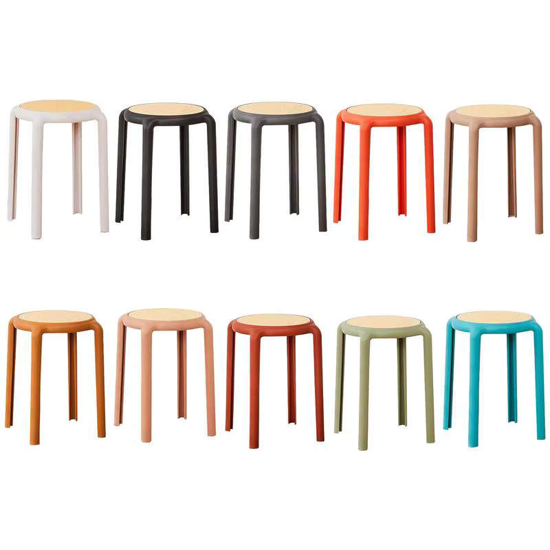 Tabouret Empilable Rond de 46cm avec Dos aux, pour Bar, Salle à Manger, PP, pour Irritation, Restaur