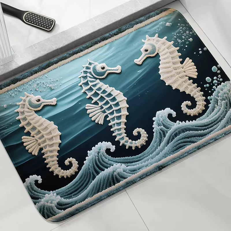 Tapis de sol antidérapant pour salle de bain, motif cocotier, petit tapis absorbant pour lavabo, tap
