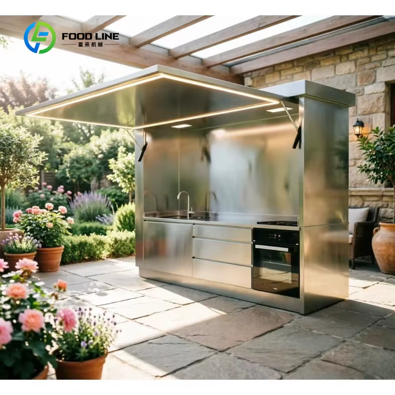 Cuisine extérieure modulaire moderne personnalisée en acier inoxydable avec comptoir en marbre, acry