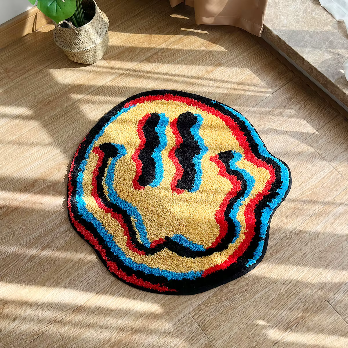 Tapis Trippy souriant - Conception capitonée unique | Cadeau idéal pour un ami | Tapis de chambr