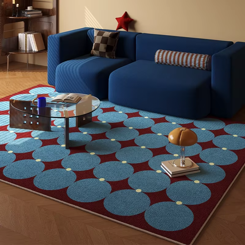 VIKAMA Tapis vintage en velours cristal résistant aux taches et antidérapant pour salon, canapé et f