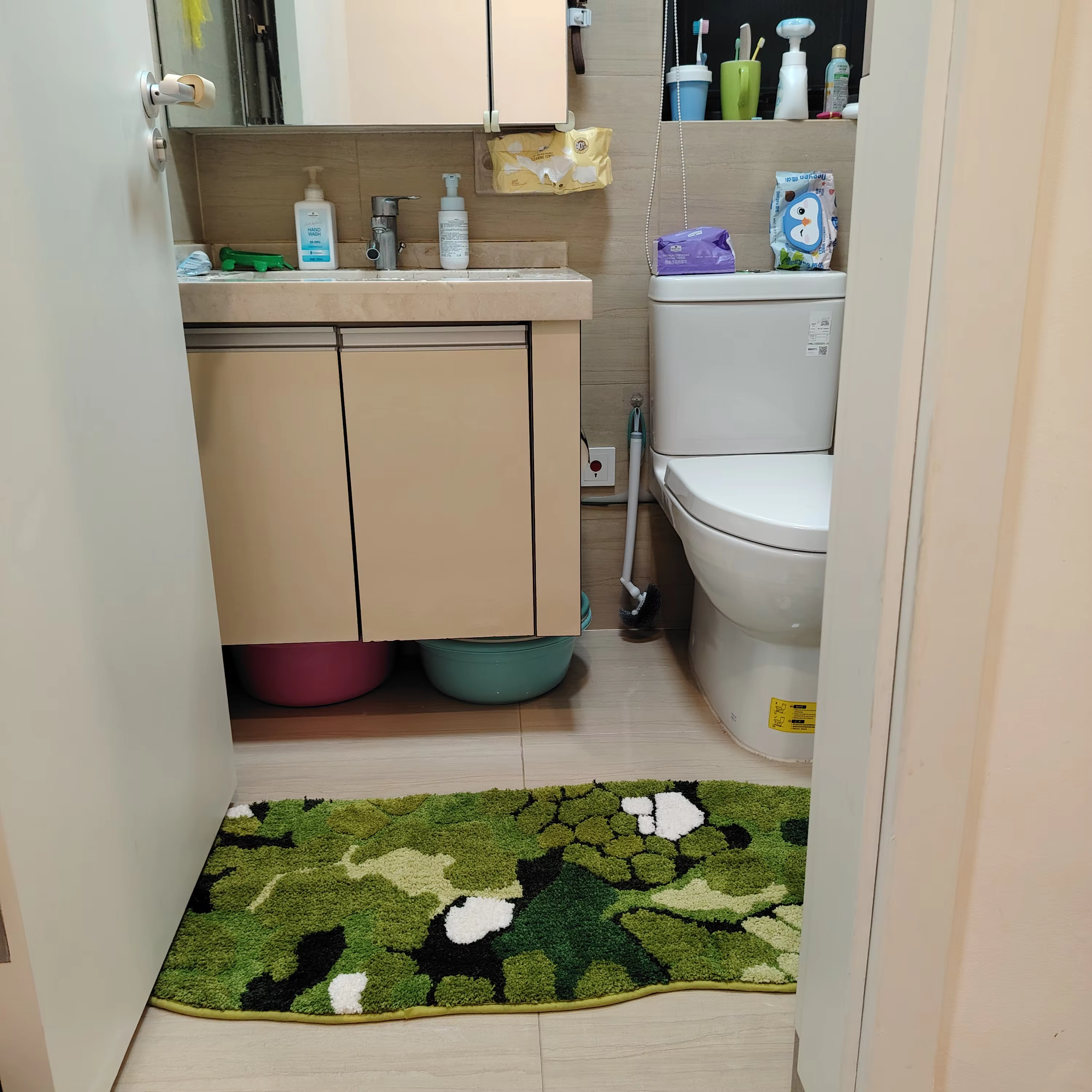 Tapis de chevet floqué en mousse de forêt, tapis de bain Ultra doux et antidérapant, tapis de salle