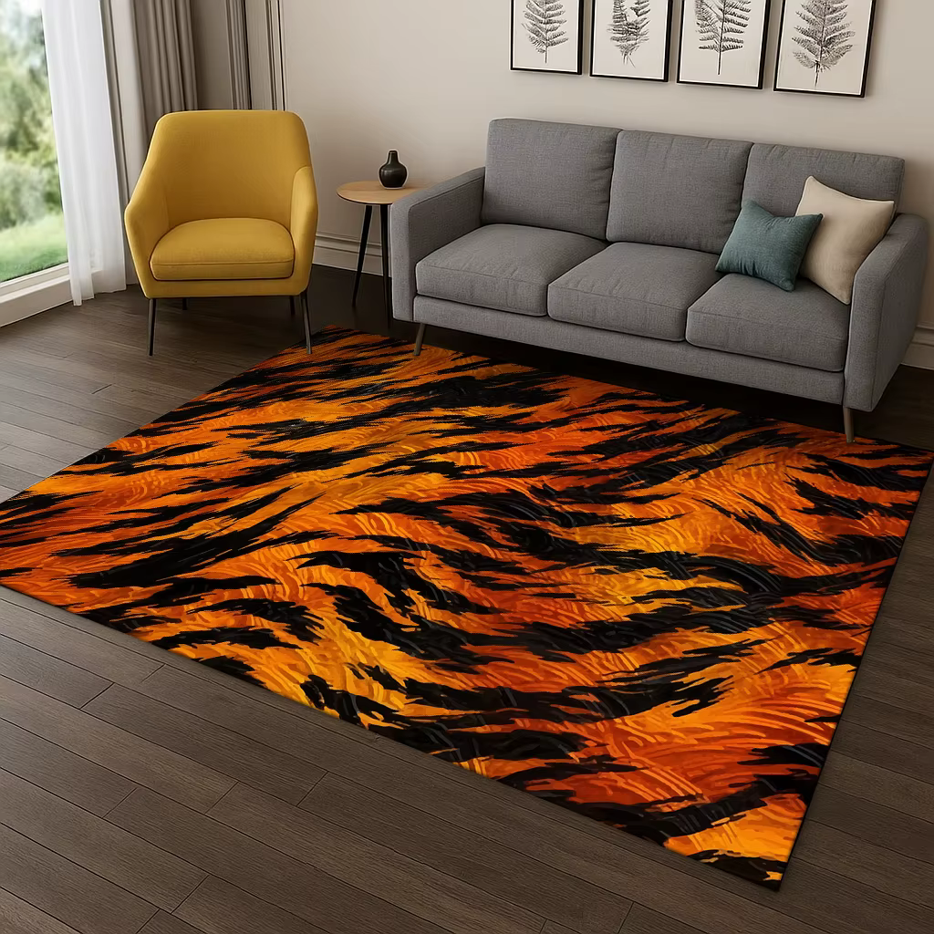 Tapis imprimé léopard à rayures zébrées colorées, pour la maison, chambre à coucher, salon, canapé, 