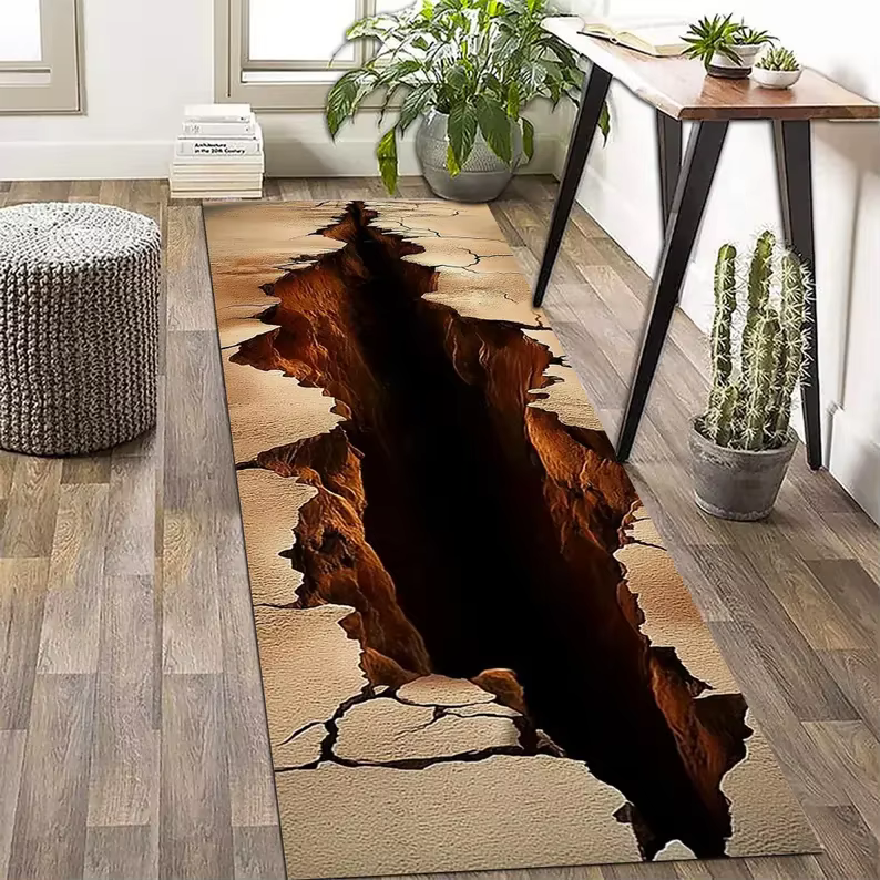 Tapis 3D Illusion, Tapis à Effet de Fissure Géante 3D, Tapis à Illusion Optique, Tapis à Effet de Tr