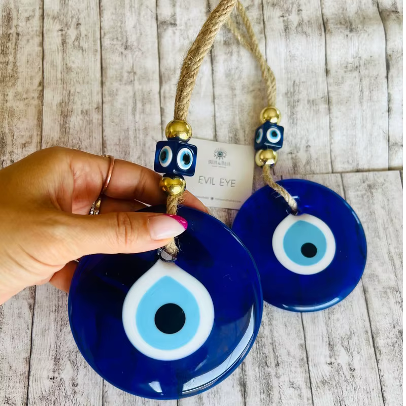 Mauvais œil tenture murale verre bleu oeil mur charme décor à la maison idée cadeau Protection de la