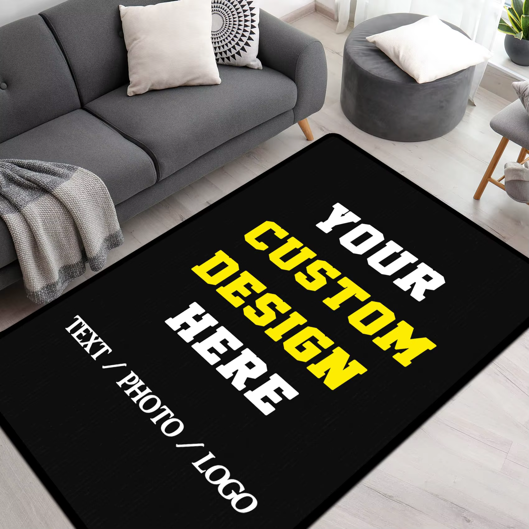 Tapis personnalisé avec photo, tapis avec logo, tapis personnalisable, doux, lavable, antidérapant,