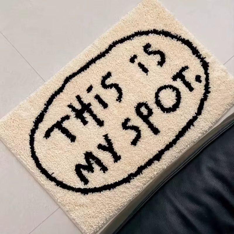 Tapis lettre noir, tapis de chevet de chambre à coucher, tapis de sol de salon, tapis de table basse