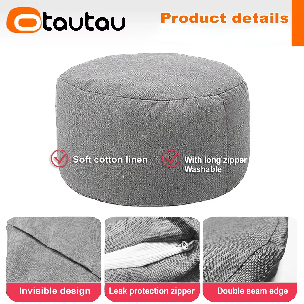 OTAUTAU tabouret rond D30cm * H20cm pouf en lin pouf avec remplissage pouf Pouf repose-pieds Tatami