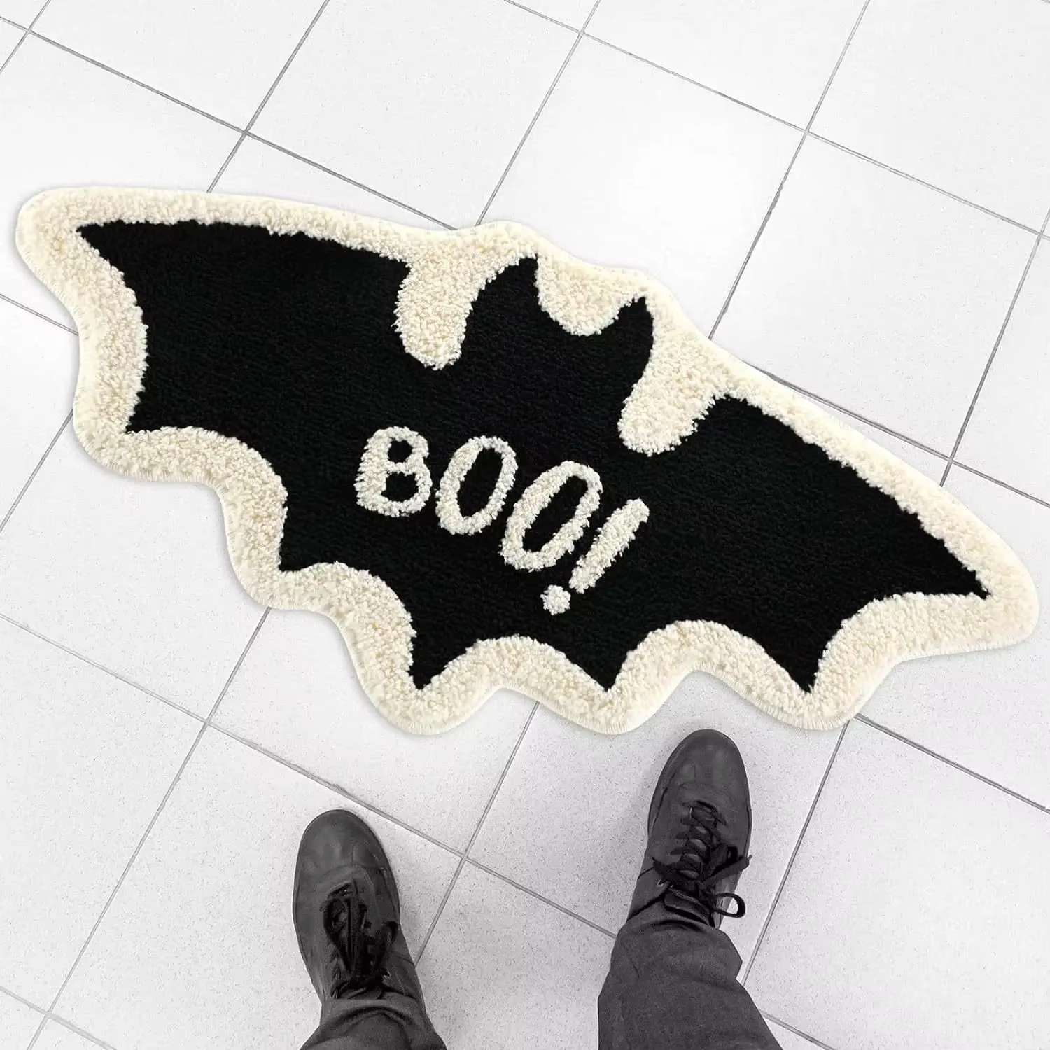 VIKAMA – tapis décoratif en forme d'halloween, toile d'araignée noire, fantôme gothique, salle de ba