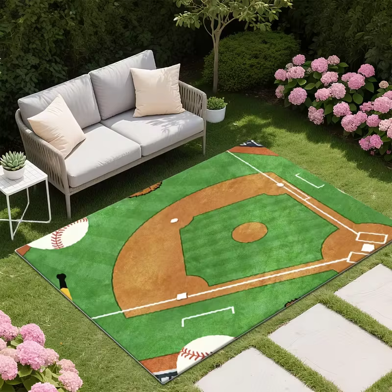 Tapis extérieur grand format à motif terrain de baseball, tapis confortable pour cour extérieure, ta