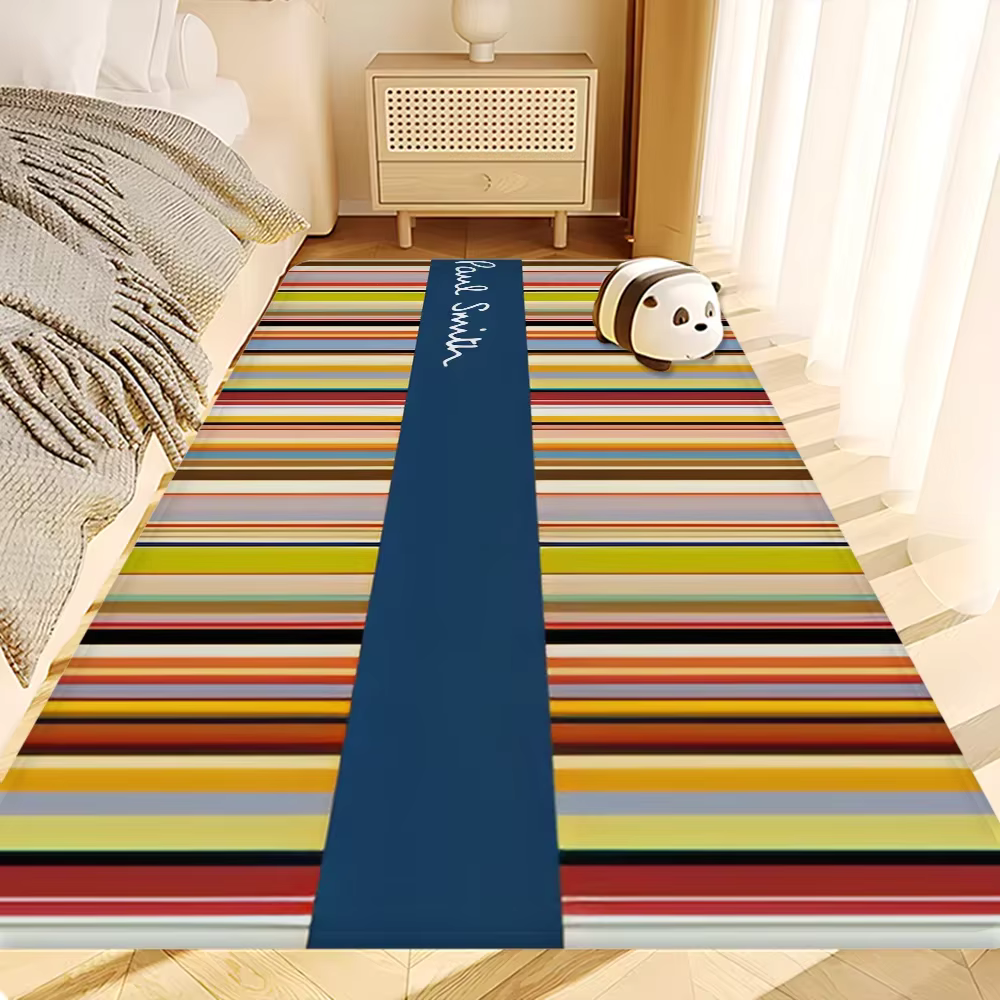 VIKAMA Tapis de couloir rayé de couleur vintage, antidérapant, résistant à l'usure, tapis décoratif