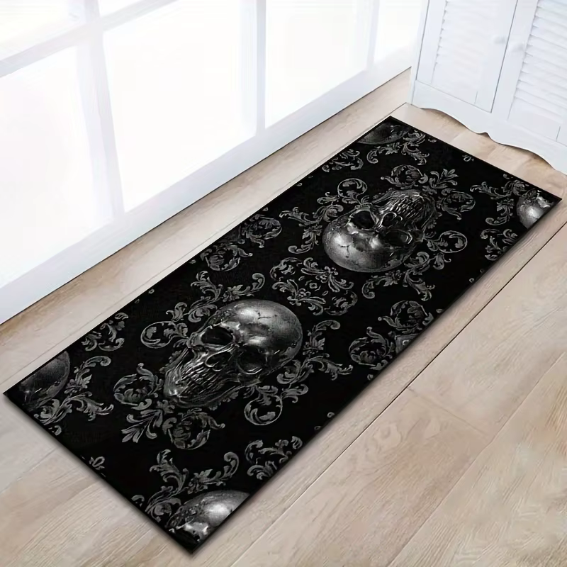 VIKAMA – tapis crâne noir, décoration d'halloween, Style gothique, grande surface, balcon, couloir, 
