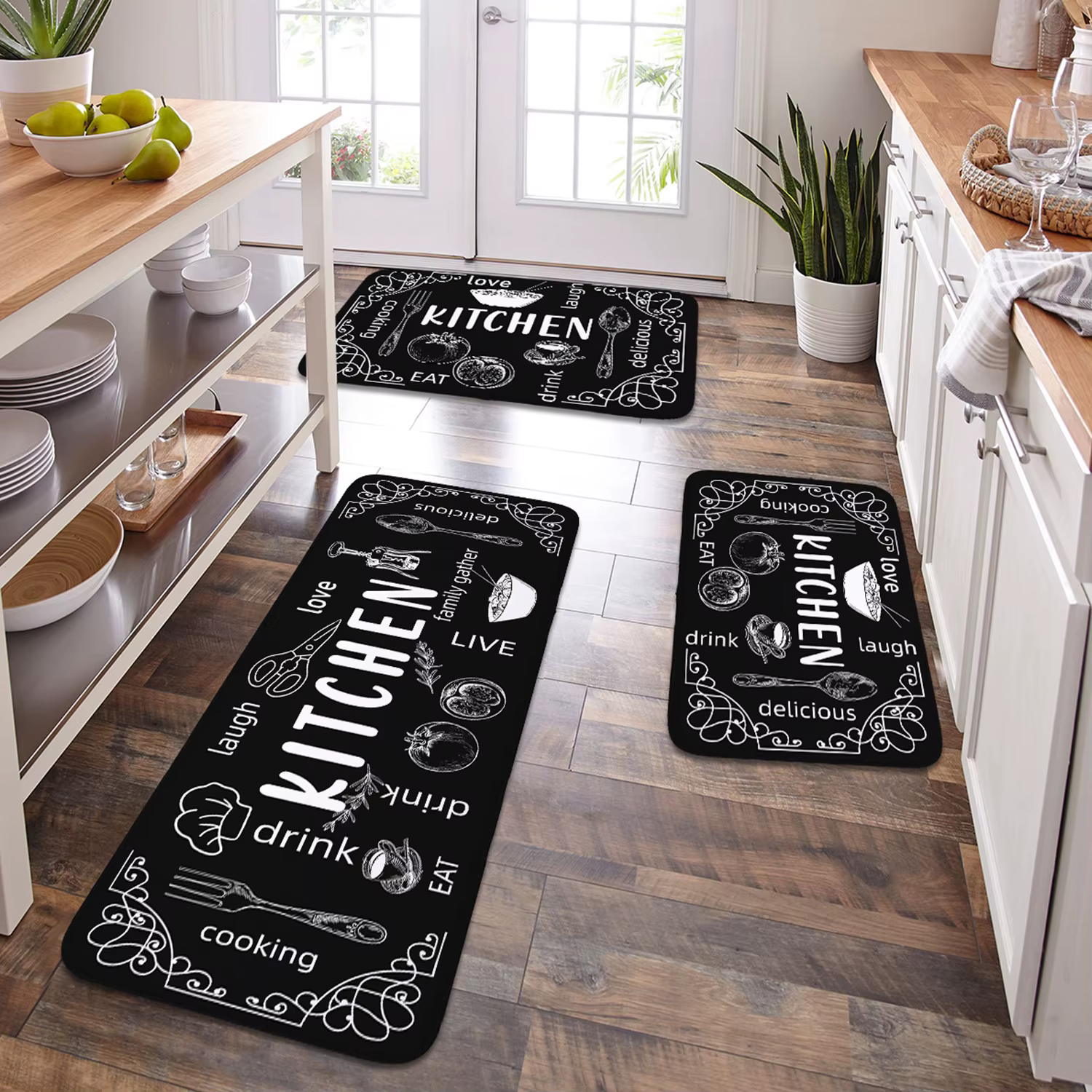 Tapis de cuisine VIKAMA lavable, antidérapant, tapis de sol absorbant, tapis de sol de salle de bain