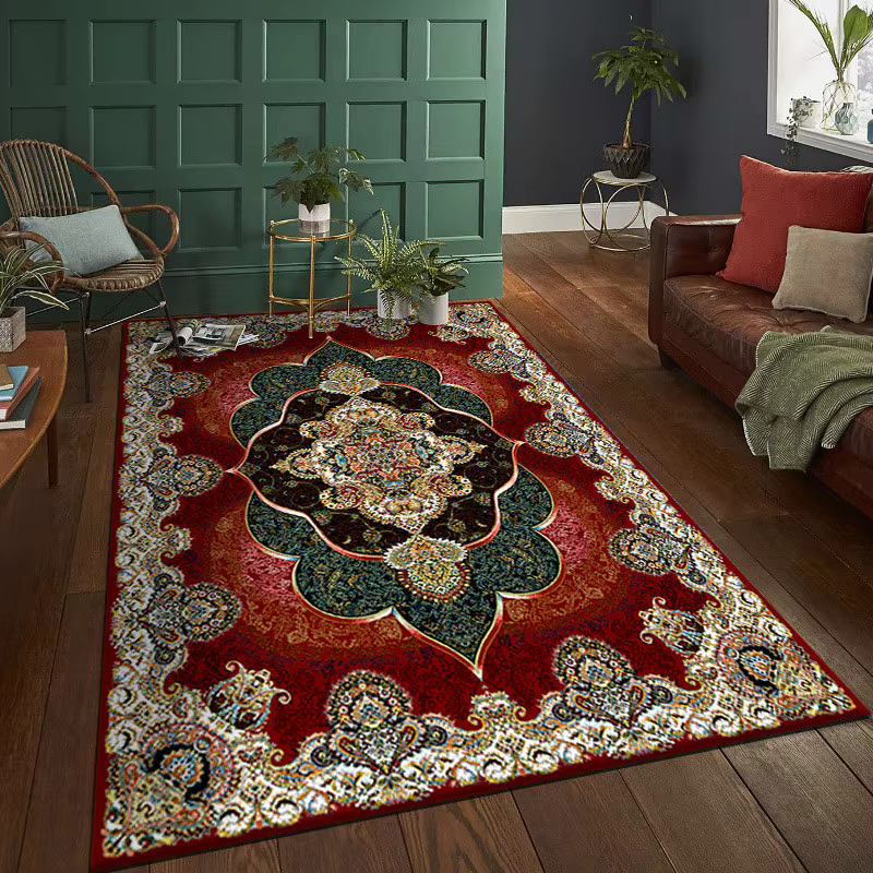 Tapis court persan vintage pour salon, tapis de décoration pour chambre à coucher, tapis de maison é