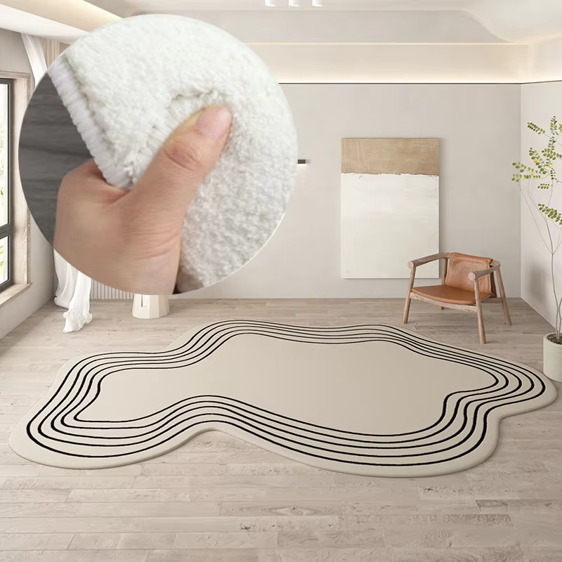 Tapis rond irrégulier en peluche, épais et moelleux, décoration de la maison, pour le salon, le cana