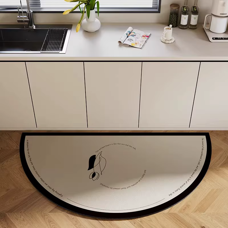 Tapis de sol de cuisine antidérapant, résistant à l'huile, imperméable, en cuir, Design minimaliste,
