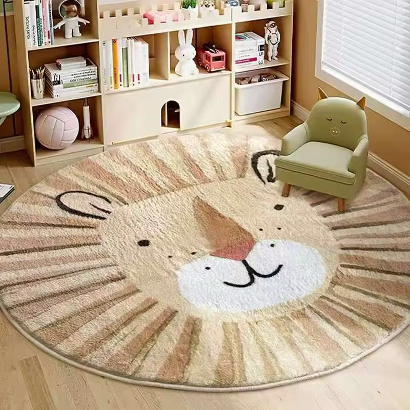 Tapis VIKAMA en forme de lion mignon de dessin animé, pour chambre d'enfant, décoration intérieure,