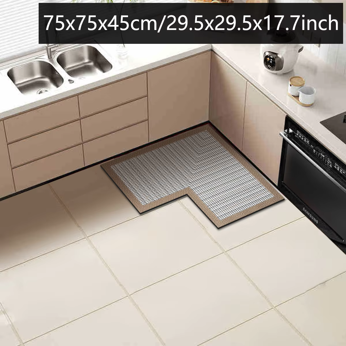 Tapis de sol de cuisine en forme de L, antidérapant, terre diatomée, absorbant, pour restaurant, arm