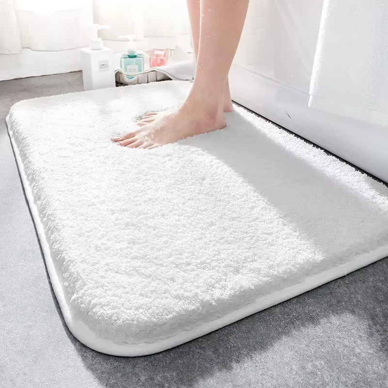 Tapis de salle de bain doux et moelleux en peluche épais, tapis de sol antidérapant, tapis de bain a