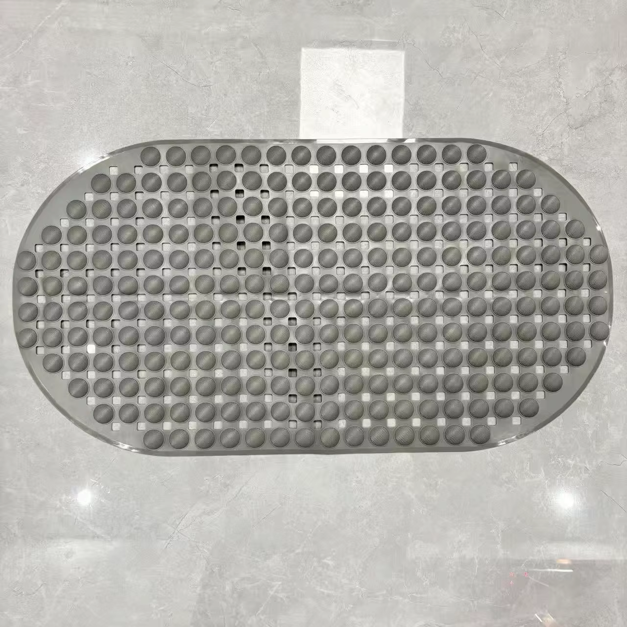 Tapis de bain ovale 35x66cm, antidérapant, texture diagonale, tapis de douche avec ventouses, résist