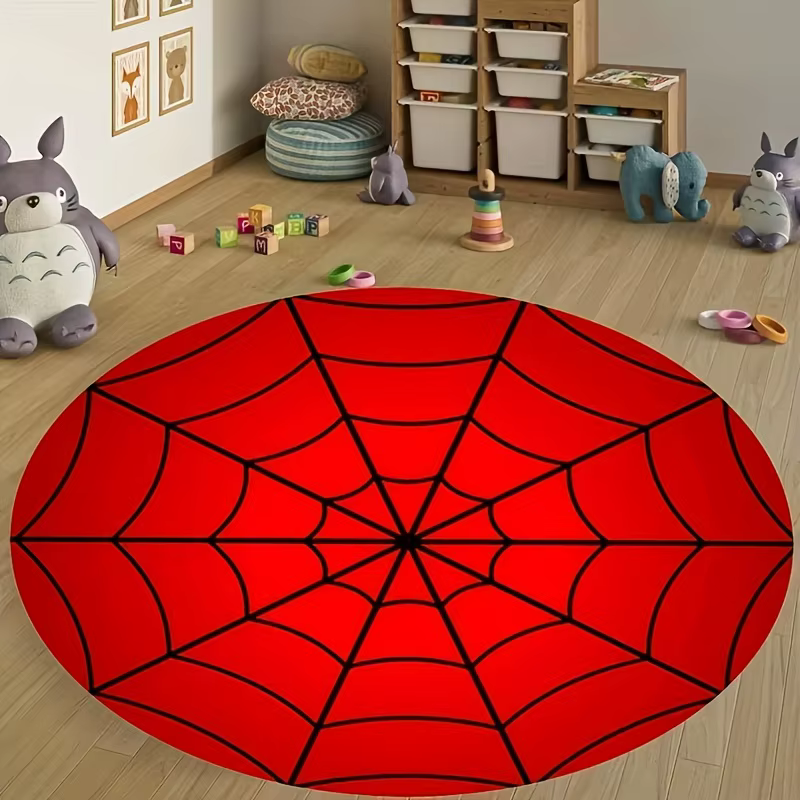 Tapis d'intérieur toile d'araignée rouge - Tapis décoratif gothique pour Halloween, pour salon, cuis