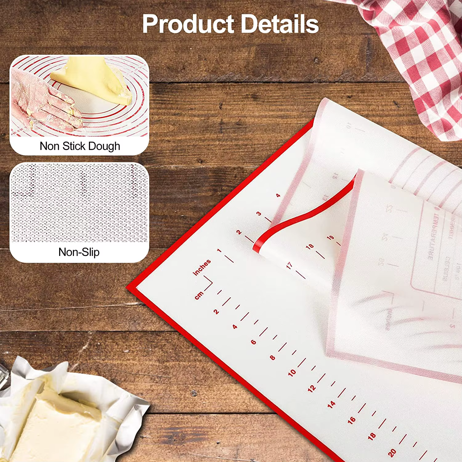BUYYES 1 pièces tapis de cuisson en Silicone tapis de pétrissage tapis de pâte Pizza gâteau pâte fab
