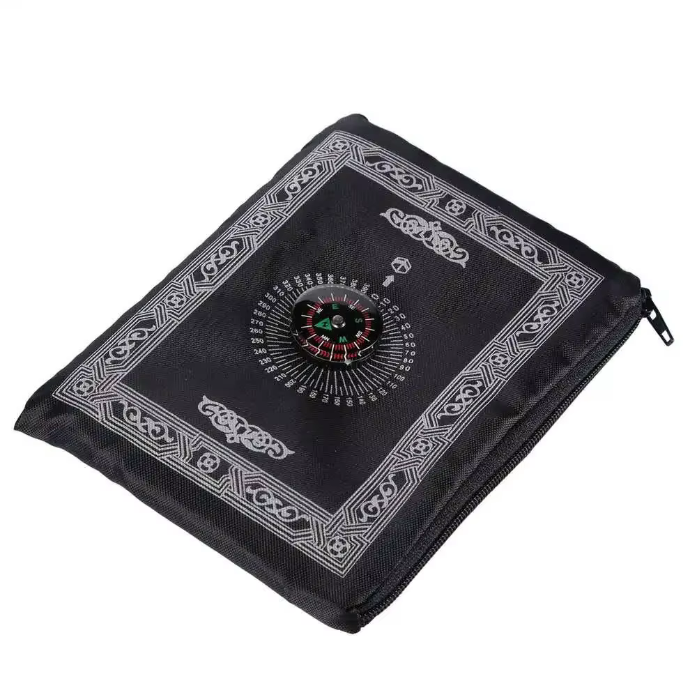 Tapis de prière de poche de prière Portable, cadeau islamique musulman, imperméable, avec boussole,