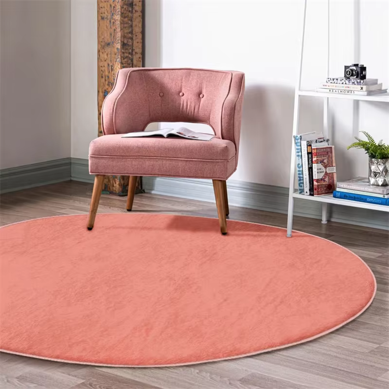 Pure Round Lea-Tapis de Sol de Luxe, Uni, Cercle Antidérapant, Polymères Solides, Tapis Vifs, Vert,