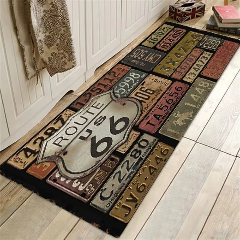 Tapis de sol de cuisine Design Route 66, paillasson d'entrée pour salon, chambre à coucher, salle de