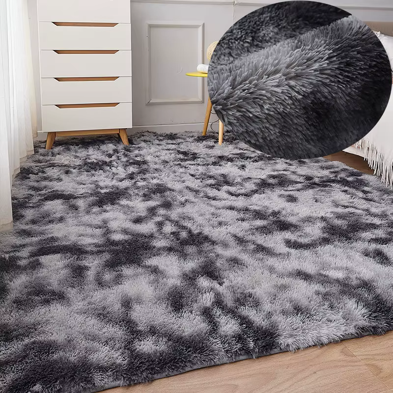 Tapis gris pour salon, en peluche, pour chambre à coucher, moelleux, antidérapant, décoration de mai