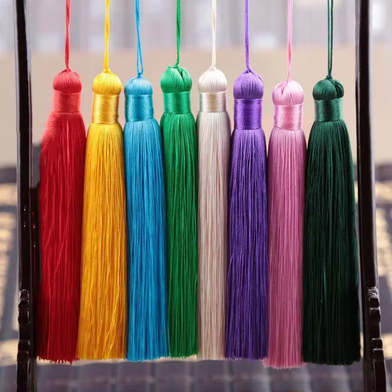 Pampilles en Polyester avec anneau de suspension, 2 pièces de 12CM, en soie, pour décoration de la m