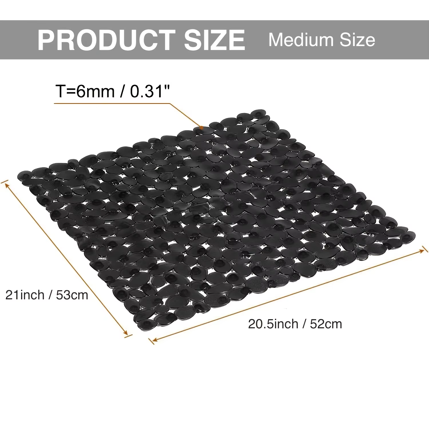 Tapis de bain galets antidérapant, tapis de sol de douche, Texture pierre, tapis de salle de bain en