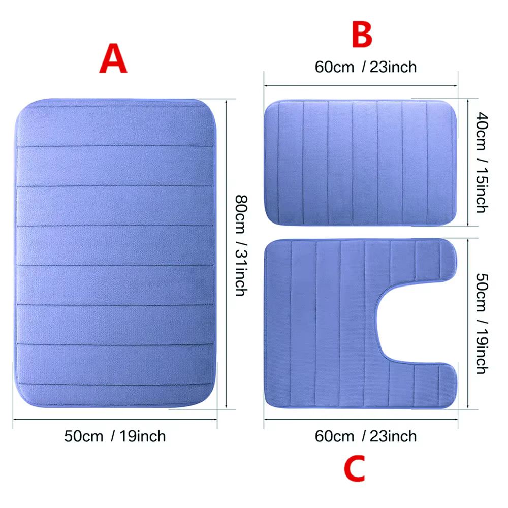 Tapis de bain en mousse à mémoire de forme, ensemble de 1/2/3 pièces, antidérapant, pour salle de ba