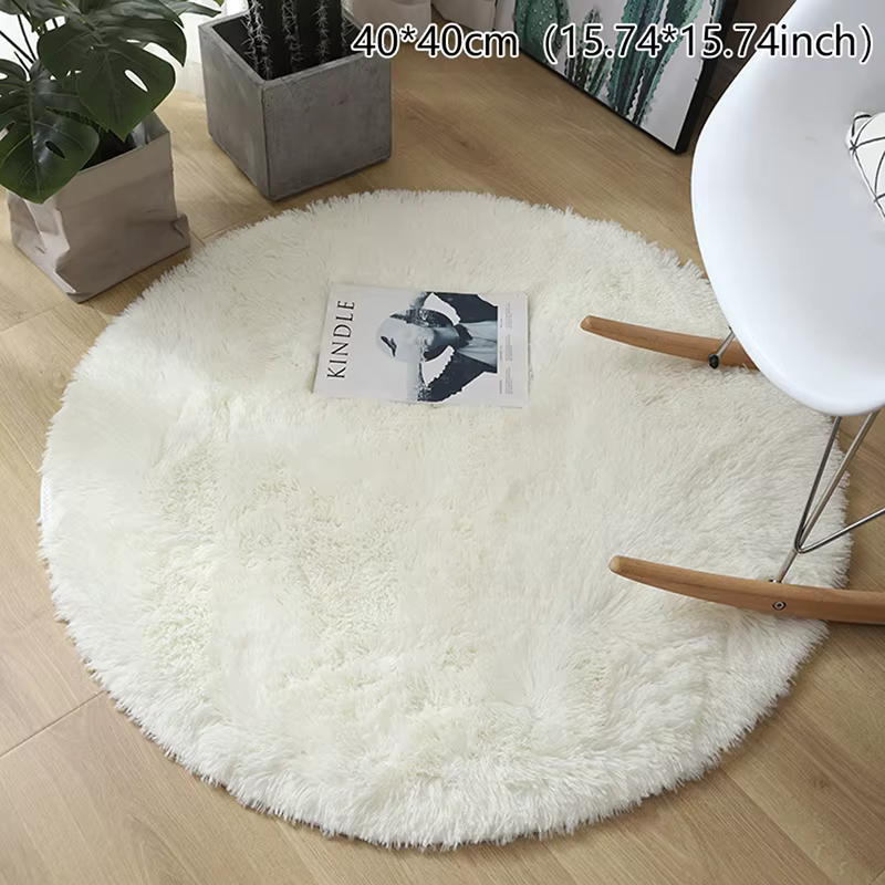 Tapis rond en laine pelucheuse, 40x40cm, pour document solide, petit, pour salon, chambre à coucher,