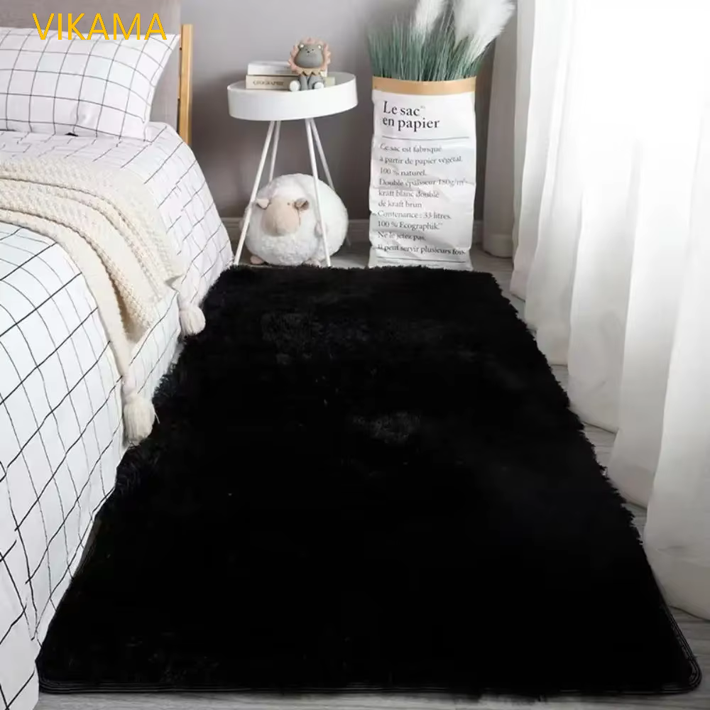 VIKmemorial-Tapis en peluche en laine simple pour chambre à coucher, couverture de lit de salon, doc