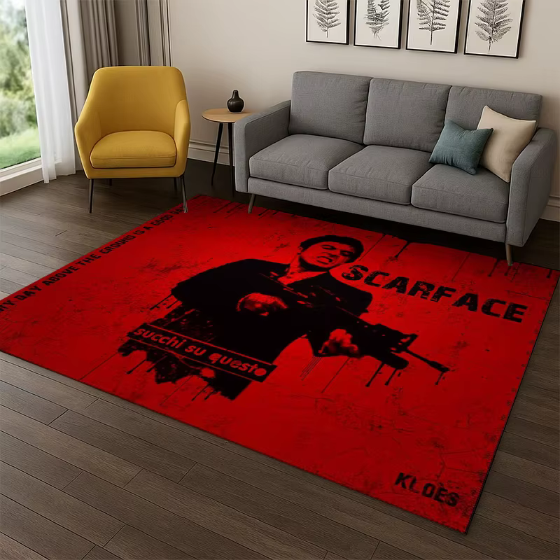 Tapis 3D Scarface Classic Movie Tony pour chambre à coucher, salon, canapé, salle de jeux, paillasso